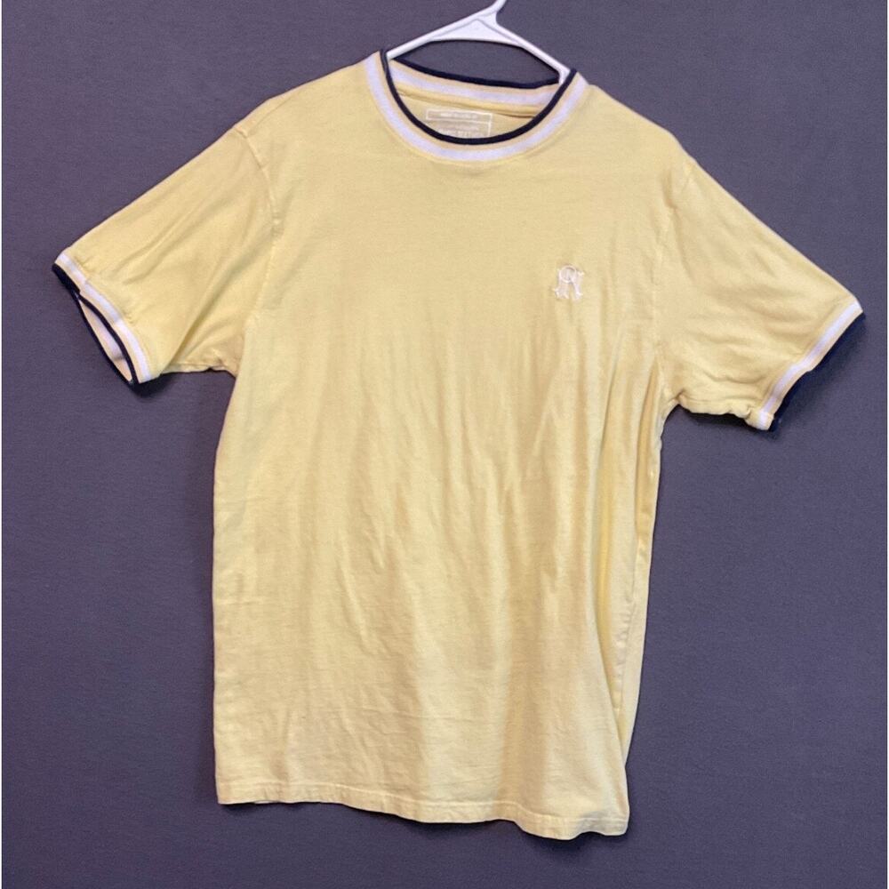 Parish Nation Yellow T-Shirt‎ Men's Medium Logo Ribbed Trim Ringer